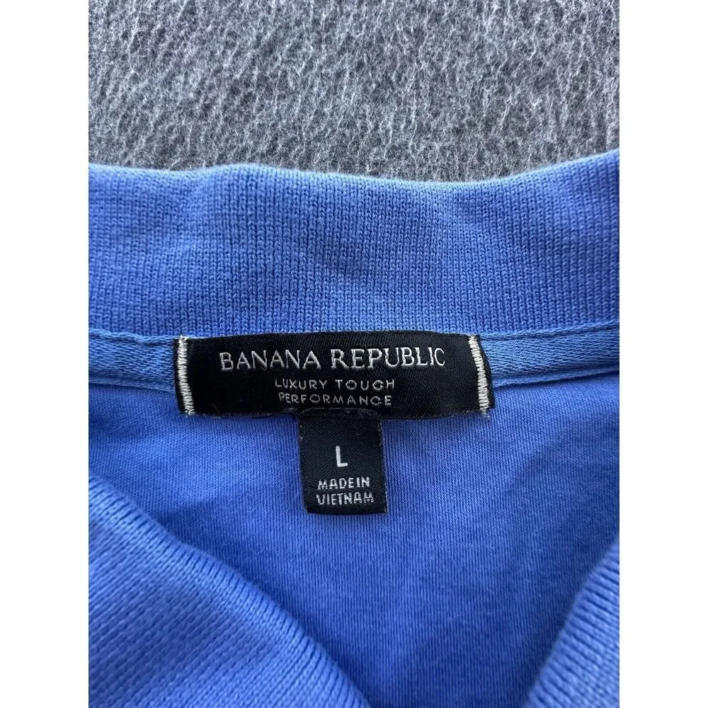 Banana Republic‎ Shirt Mens Large Blue Polo Luxury Tough Performance Cotton